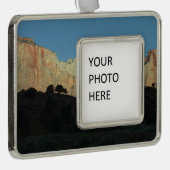 Morgens Rote Felsen im Zion Nationalpark Rahmen-Ornament Silber (Rechts)