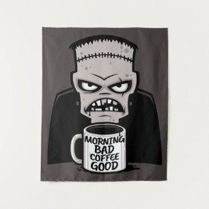 Morgens schlechter Kaffee gut wiederbelebtes Monst Wandteppich