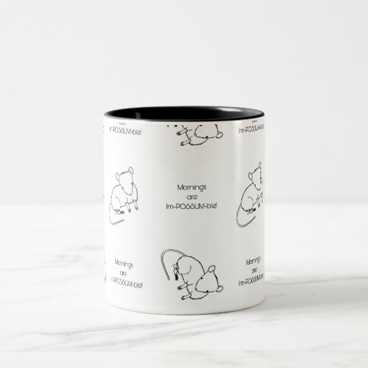 Morgens sind Im-POSSUM-ble niedliche Possum-Tasse Zweifarbige Tasse (Mittel)