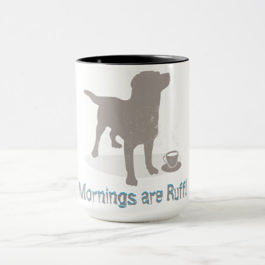 "Morgens sind Ruff!" mit Hund anpassbar Tasse (Zentrum)