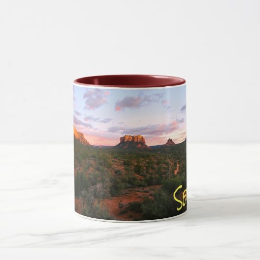 Morgens Sonnenaufgang Sedona Arizona Wüste Tasse (Zentrum)