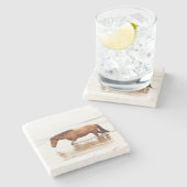 Morgenschwimmen für ein Pferd Steinuntersetzer (Seitenansicht)