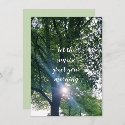 Morgensonnenaufgang ermutigend flache Grußkarte (Vorne/Hinten)