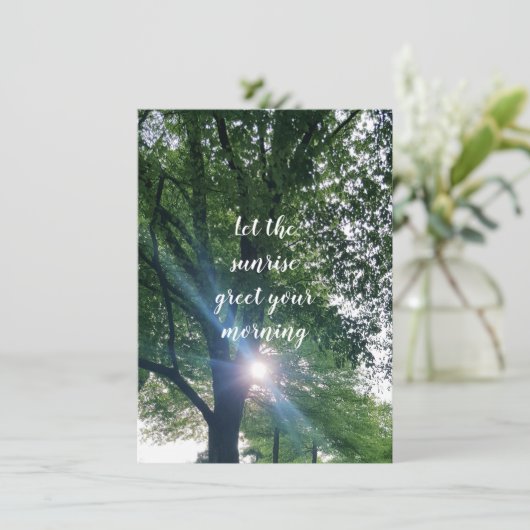 Morgensonnenaufgang ermutigend flache Grußkarte (Stehend Vorderseite)