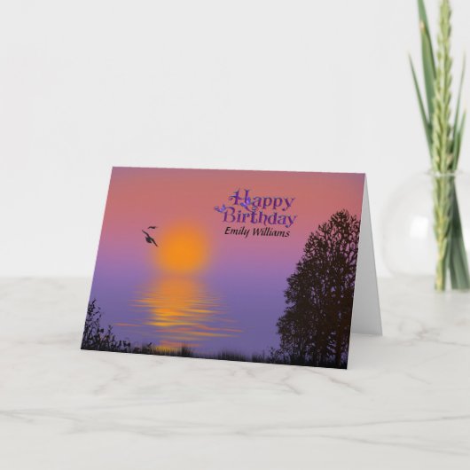 Morgensonnenaufgang Geburtstag mit Namen Karte (Vorderseite)
