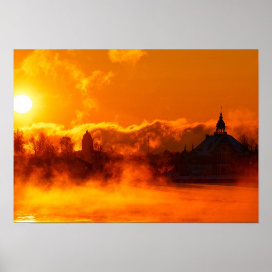 Morgensonnenaufgang in Helsinki Poster (Vorne)