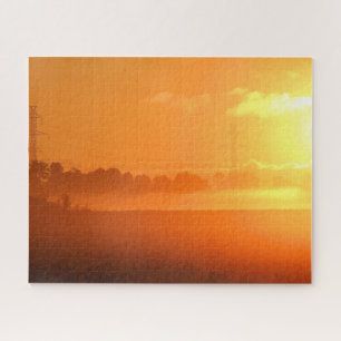 Morgensonnenaufgang mit Nebel Puzzle