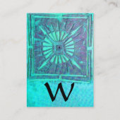 MORGENSTAR 2 , MONOGRAMM,Aquamarin,blau grün,Turqu Visitenkarte (Rückseite)