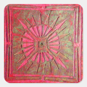 MORGENSTAR, antik rot, grün Quadratischer Aufkleber