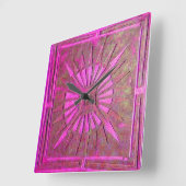 MORGENSTAR , Antique Pink Fuchsia Lila Quadratische Wanduhr (Winkel)