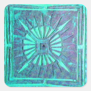 MORGENSTAR,aqua blau,turquase,aquamarin Quadratischer Aufkleber