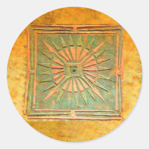 MORGENSTAR, grün, braun, gelb Runder Aufkleber