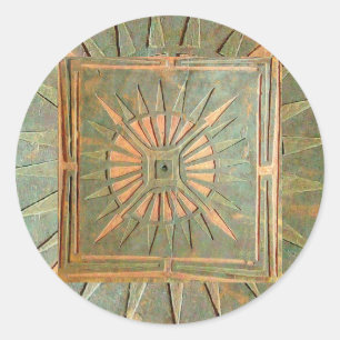 MORGENSTAR, grün, braun, gelb Runder Aufkleber