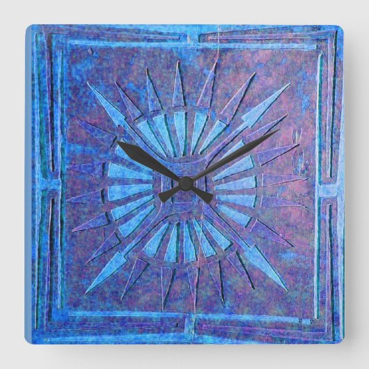 MORGENSTAR , Lila blau Quadratische Wanduhr (Vorderseite)