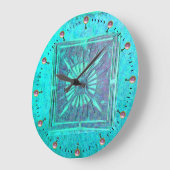 MORGENSTAR , rosa Aquamarin, Aqua blau Große Wanduhr (Winkel)