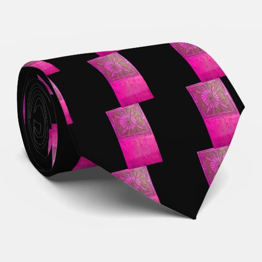 MORGENSTAR Rosa, Fuchsienschwarz, Monogramm Krawatte (Gerollt)