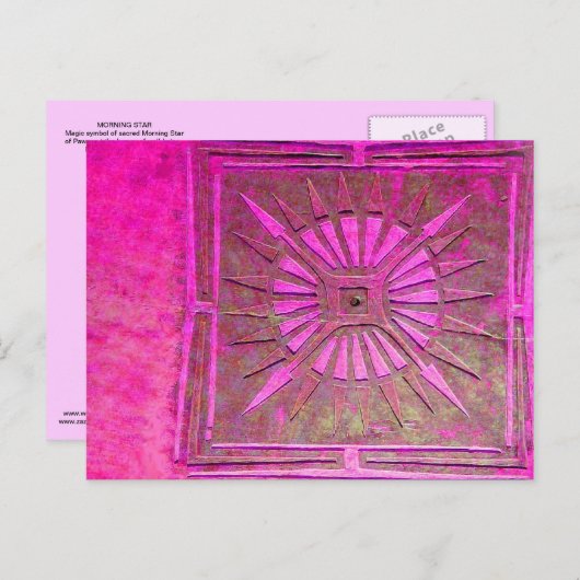 MORGENSTAR Rosa, Fuchsienschwarz, Monogramm Postkarte (Vorne/Hinten)