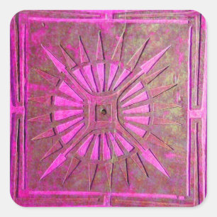 MORGENSTAR Rosa, Fuchsienschwarz, Monogramm Quadratischer Aufkleber