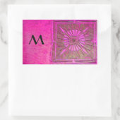 MORGENSTAR Rosa, Fuchsienschwarz, Monogramm Rechteckiger Aufkleber (Tasche)