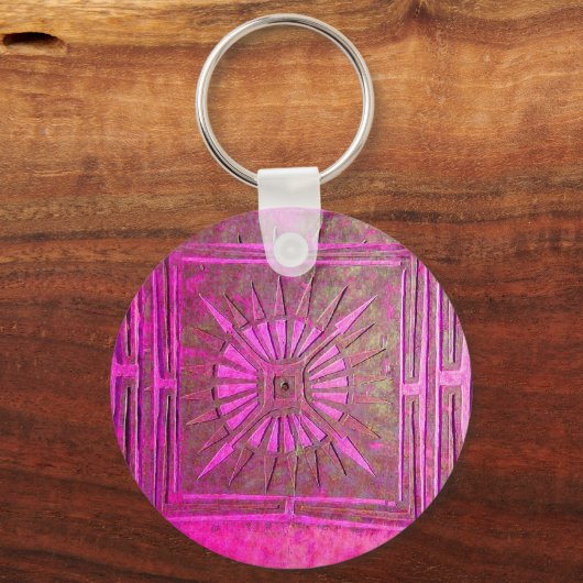 MORGENSTAR Rosa, Fuchsienschwarz, Monogramm Schlüsselanhänger (Vorderseite)