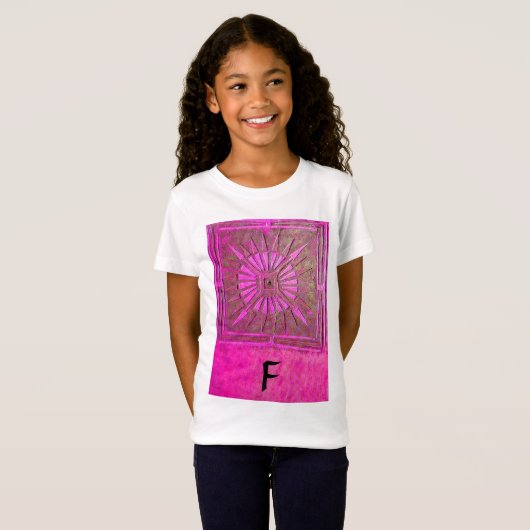 MORGENSTAR Rosa, Fuchsienschwarz, Monogramm T-Shirt (Vorne ganz)