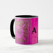 MORGENSTAR Rosa, Fuchsienschwarz, Monogramm Tasse (Vorderseite Links)