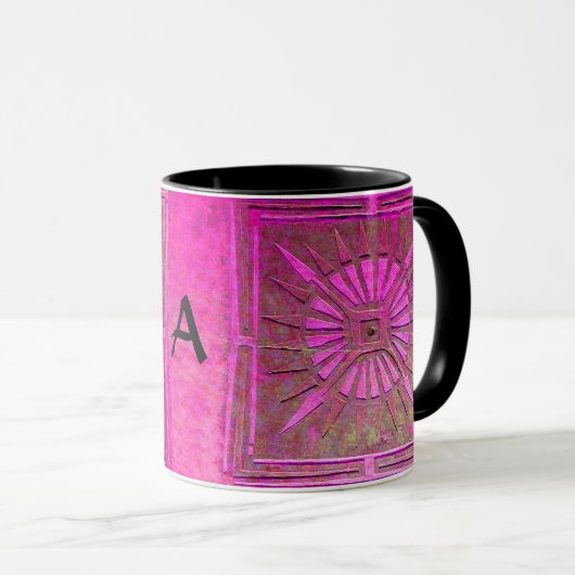 MORGENSTAR Rosa, Fuchsienschwarz, Monogramm Tasse (VorderseiteRechts)