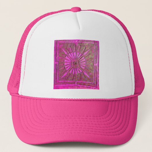 MORGENSTAR Rosa, Fuchsienschwarz, Monogramm Truckerkappe (Vorderseite)