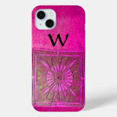 MORGENSTAR , rosa, schwarz, Fuchsia Monogramm Case-Mate iPhone Hülle (Rückseite)