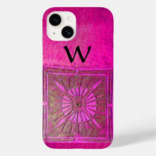 MORGENSTAR , rosa, schwarz, Fuchsia Monogramm Case-Mate iPhone Hülle (Rückseite)