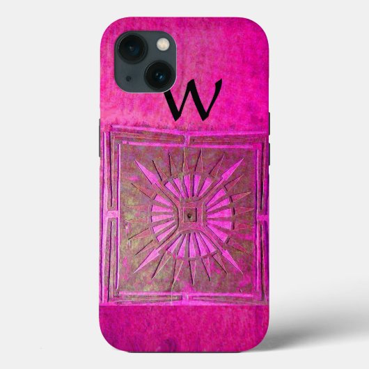 MORGENSTAR , rosa, schwarz, Fuchsia Monogramm Case-Mate iPhone Hülle (Rückseite)