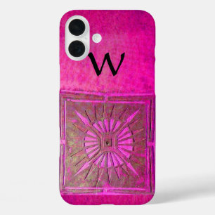 MORGENSTAR , rosa, schwarz, Fuchsia Monogramm iPhone 16 Plus Hülle