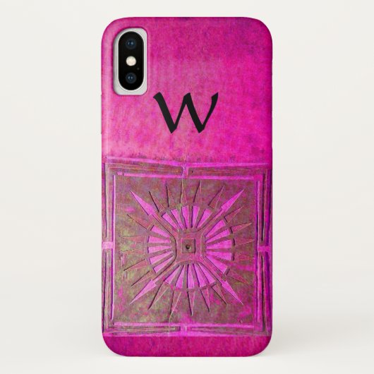 MORGENSTAR , rosa, schwarz, Fuchsia Monogramm Case-Mate iPhone Hülle (Rückseite)
