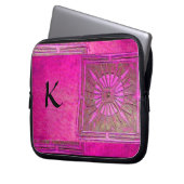 MORGENSTAR , rosa, schwarz, Fuchsia Monogramm Laptopschutzhülle (Vorderseite Links)