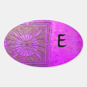 MORGENSTERN-MONOGRAMM, rosa violett, lila Ovaler Aufkleber
