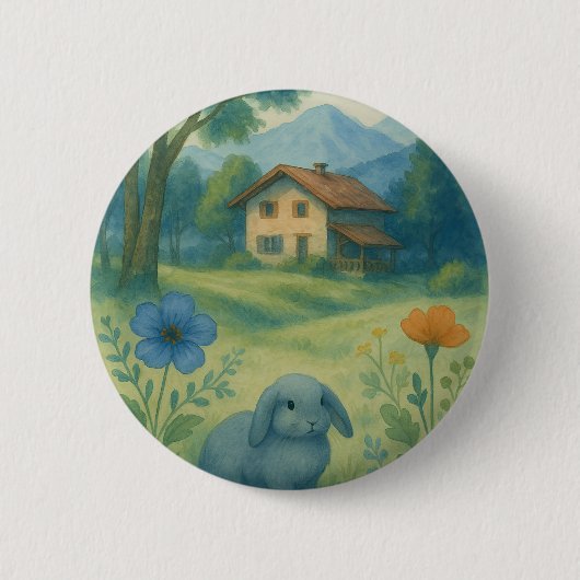 Morgenstille – Wasserfarben-Wiese mit Bagolo Button (Vorderseite)
