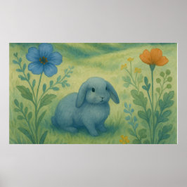 Morgenstille – Wasserfarben-Wiese mit Bagolo Poster
