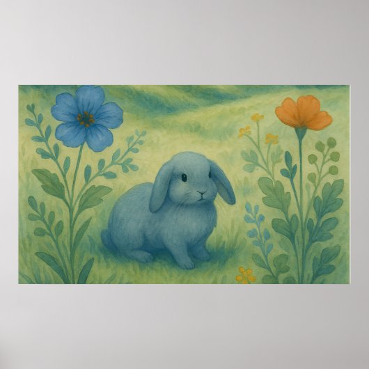 Morgenstille – Wasserfarben-Wiese mit Bagolo Poster (Vorne)