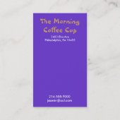 Morgenstrudelsonne Kaffeetasse-Haus-Visitenkarte Visitenkarte (Rückseite)