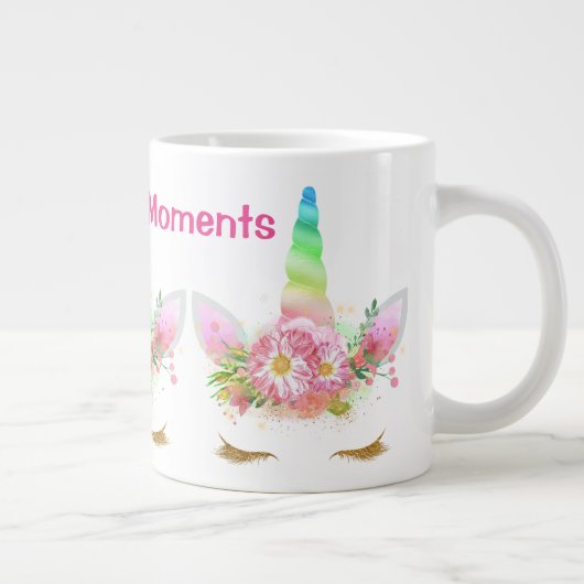 Morgenstunden Unicorn Regenbogen Jumbo-Tasse (Rechts)