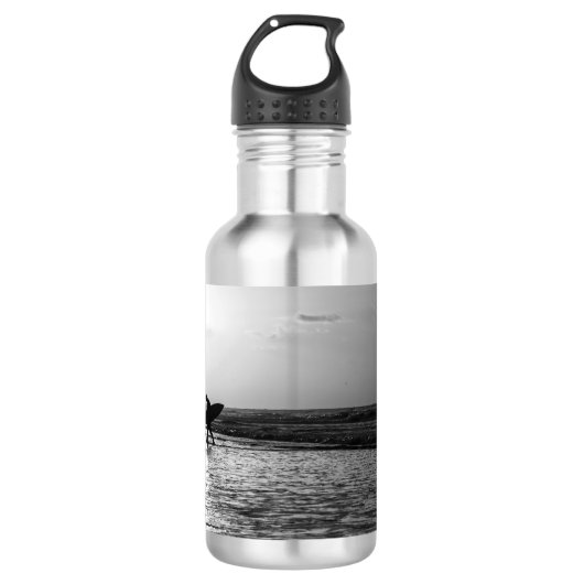 Morgensurfer Graustufen Wasserflasche (Vorderseite)
