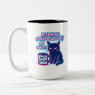 Morgenunterhaltung? Oder Drohung? Katze  Zweifarbige Tasse