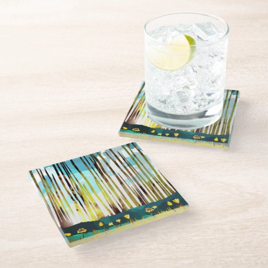 Morgenwald Glasuntersetzer (Schrägansicht)