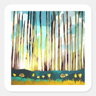 Morgenwald Quadratischer Aufkleber