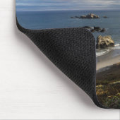 Morgenwolken und Nebel am Strand Mousepad (Ecke)