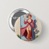 Morgenzeitung Pin-Up Mädchen Button (Vorne & Hinten)