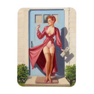 Morgenzeitung Pin-Up Mädchen Magnet