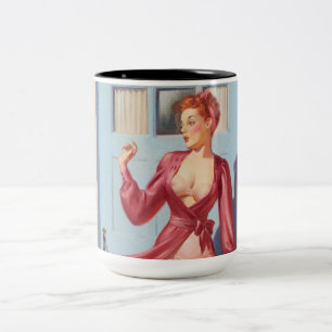 Morgenzeitung Pin-Up Mädchen Zweifarbige Tasse