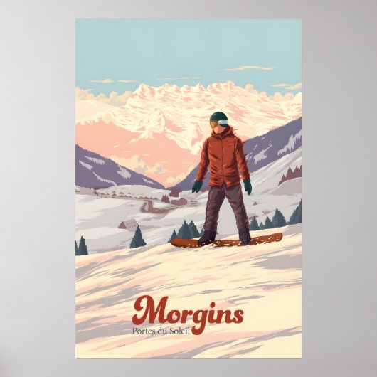 Morgins Schweiz Snowboarden Reiseplakat Poster (Vorne)