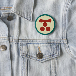 Mori Mon japanischer Samurai-Clan in Vintage-Farbe Button